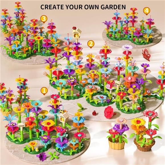 TEMI 138 PCS Flower Garden Building Toys for Girls Toys,  Garden Play Set - Picture 3 of 7